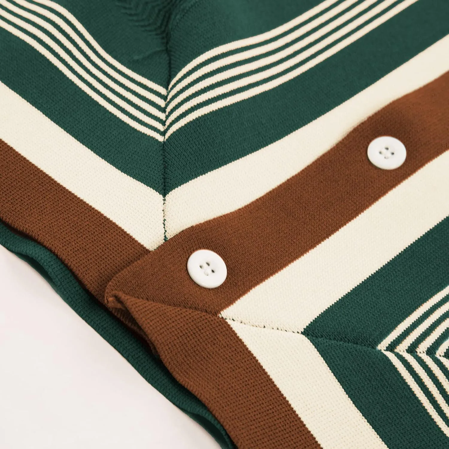 PJ PAUL JONES Men's Vintage Stripe Knit Polo Shirts Short Sleeve Stylish Button Down Cardigan Sweater