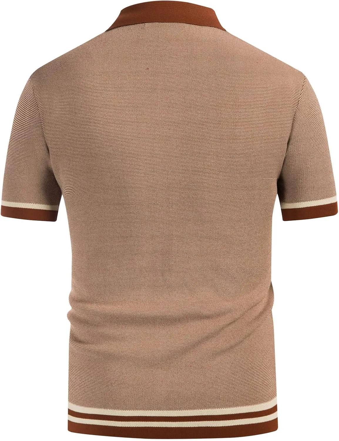 PJ PAUL JONES Men's Vintage Stripe Knit Polo Shirts Short Sleeve Stylish Button Down Cardigan Sweater