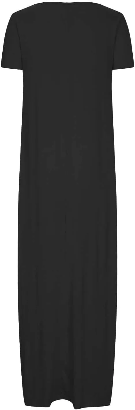 Plus Size Dresses for Curvy Women Loose Fit Round Neck Summer Beach Dresses Casual Flowy Maxi Tshirt Sundresses