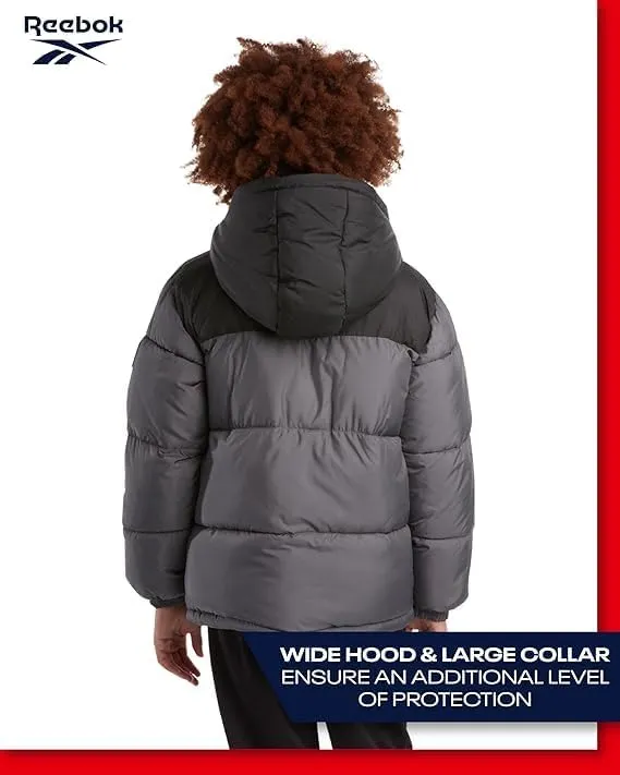 Reebok Boys Winter Jacket - Heavyweight Quilted Puffer Parka Coat - Weather Resistant Ski Jacket for Boys (8-20)