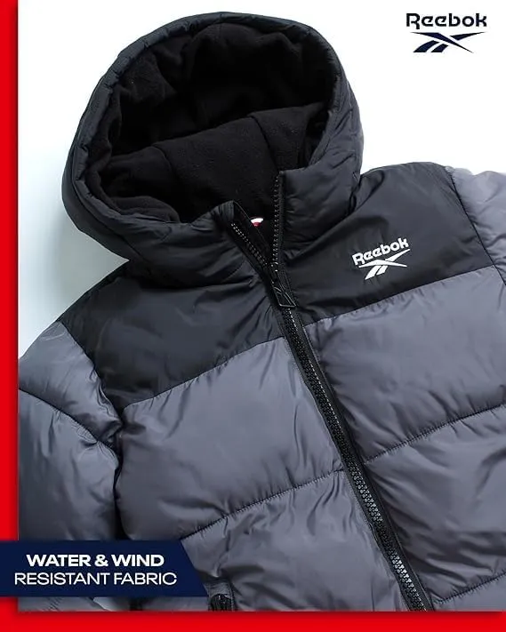 Reebok Boys Winter Jacket - Heavyweight Quilted Puffer Parka Coat - Weather Resistant Ski Jacket for Boys (8-20)