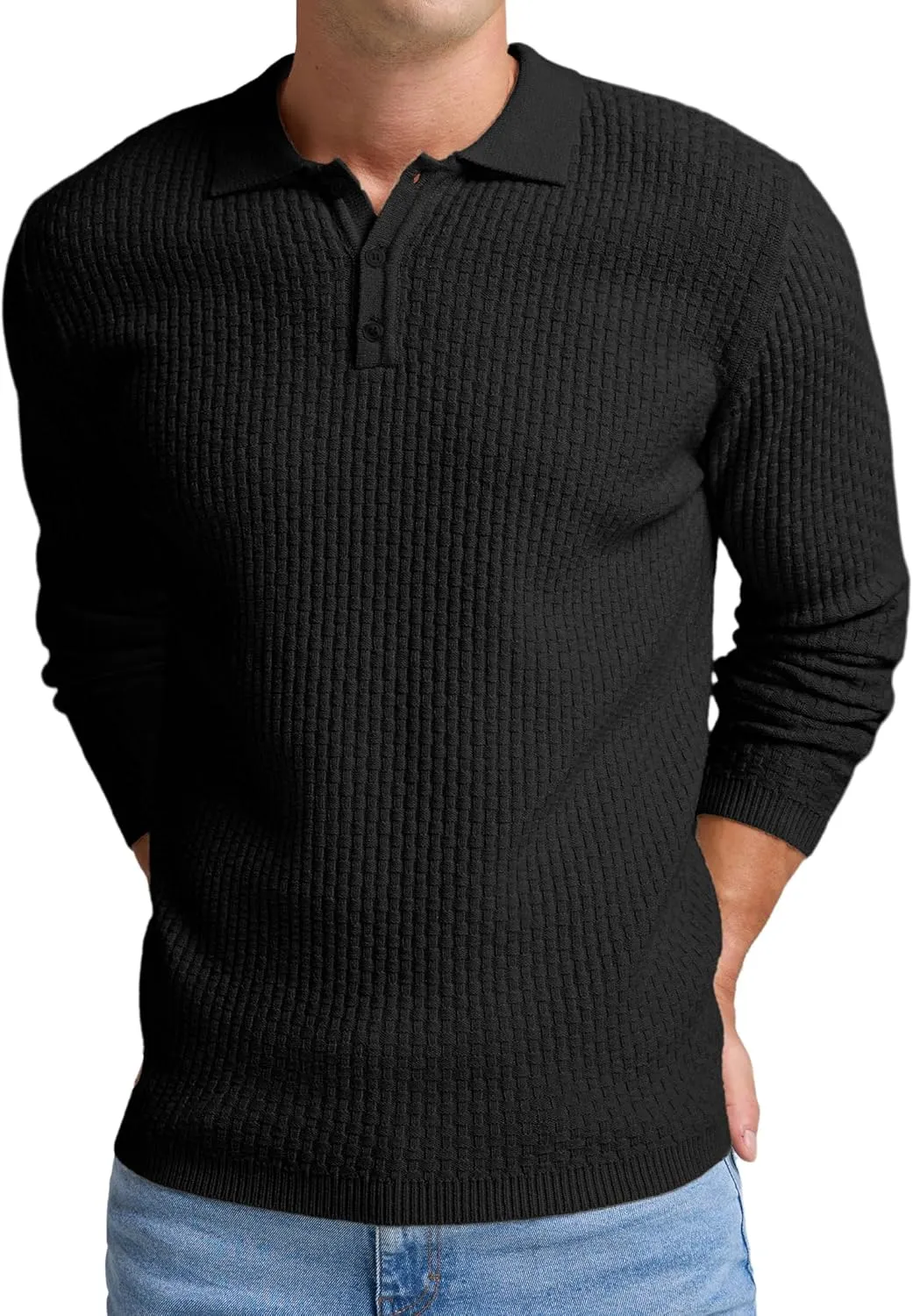 Sailwind Men's Knit Polo Sweater Long Sleeve Polo Shirts Lightweight Fashion Casual Pullover Sweater