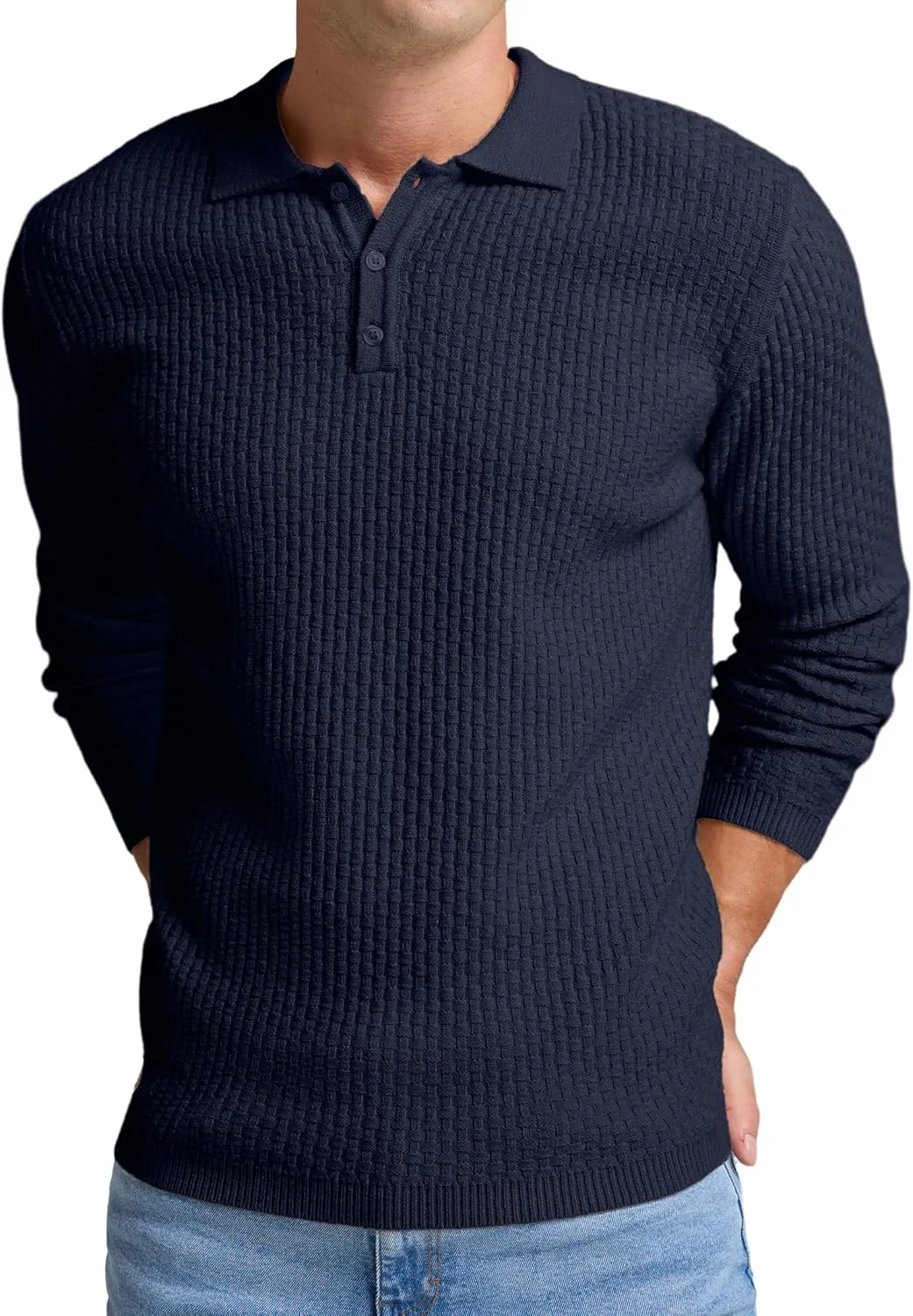 Sailwind Men's Knit Polo Sweater Long Sleeve Polo Shirts Lightweight Fashion Casual Pullover Sweater