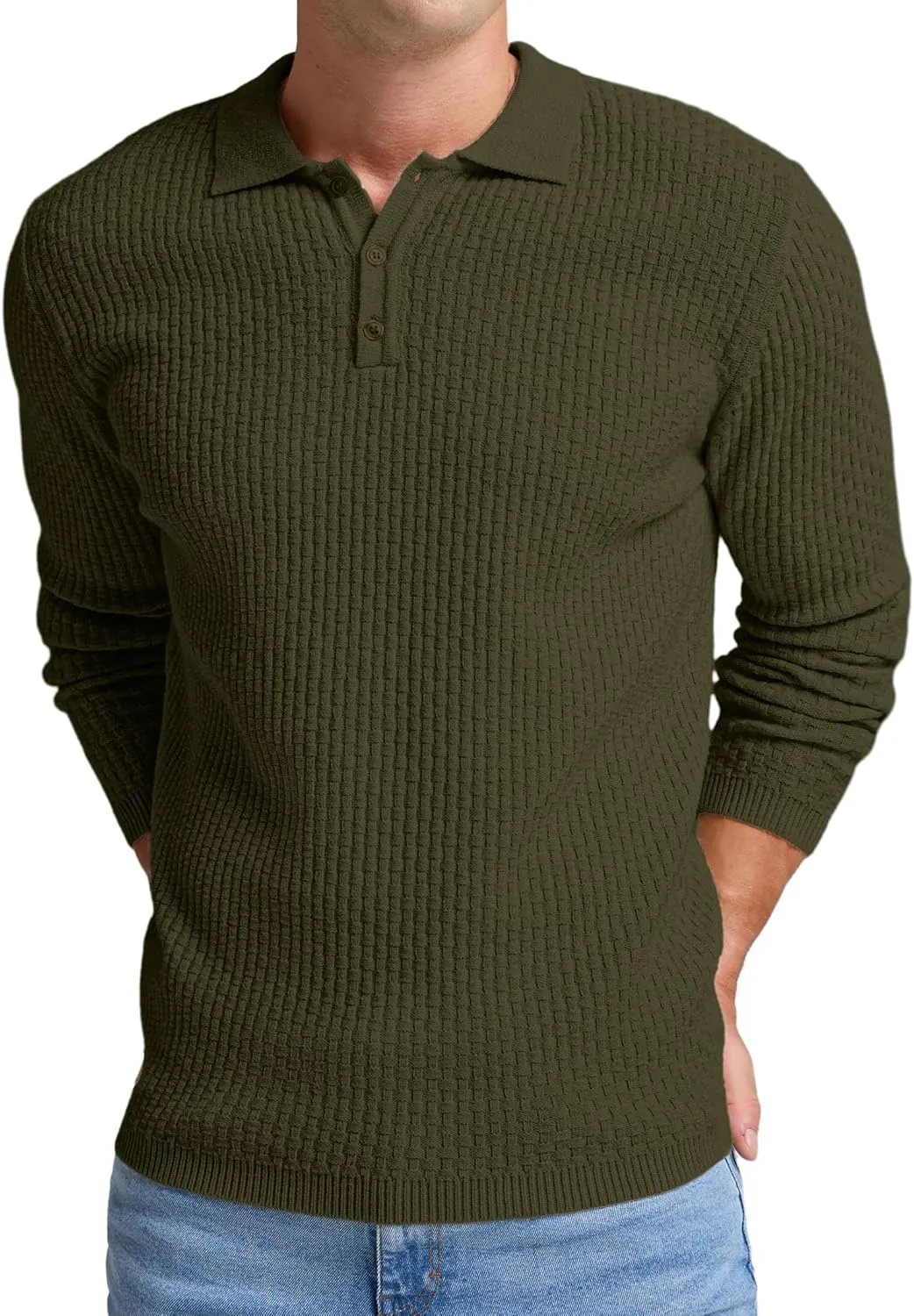 Sailwind Men's Knit Polo Sweater Long Sleeve Polo Shirts Lightweight Fashion Casual Pullover Sweater