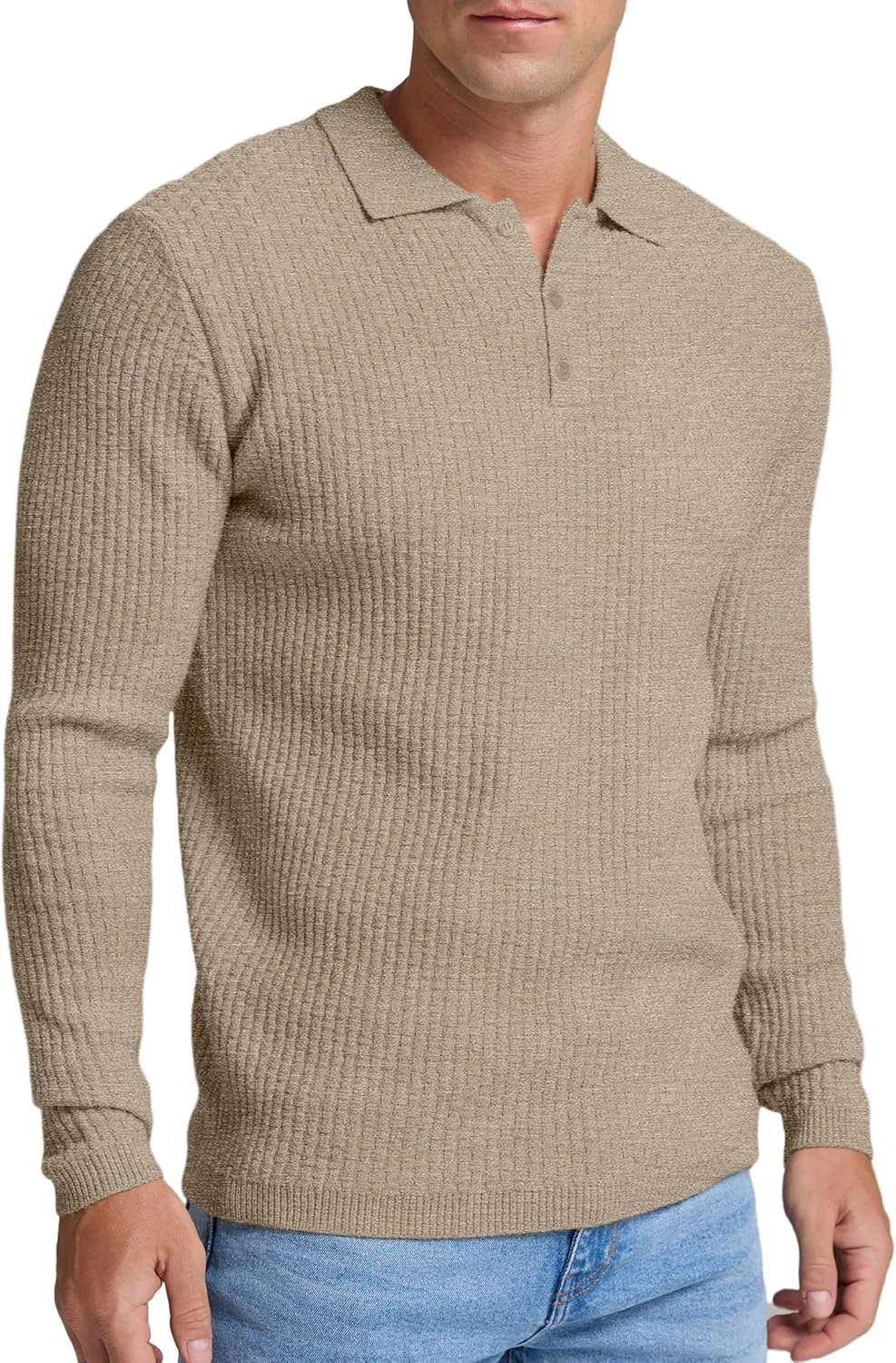 Sailwind Men's Knit Polo Sweater Long Sleeve Polo Shirts Lightweight Fashion Casual Pullover Sweater