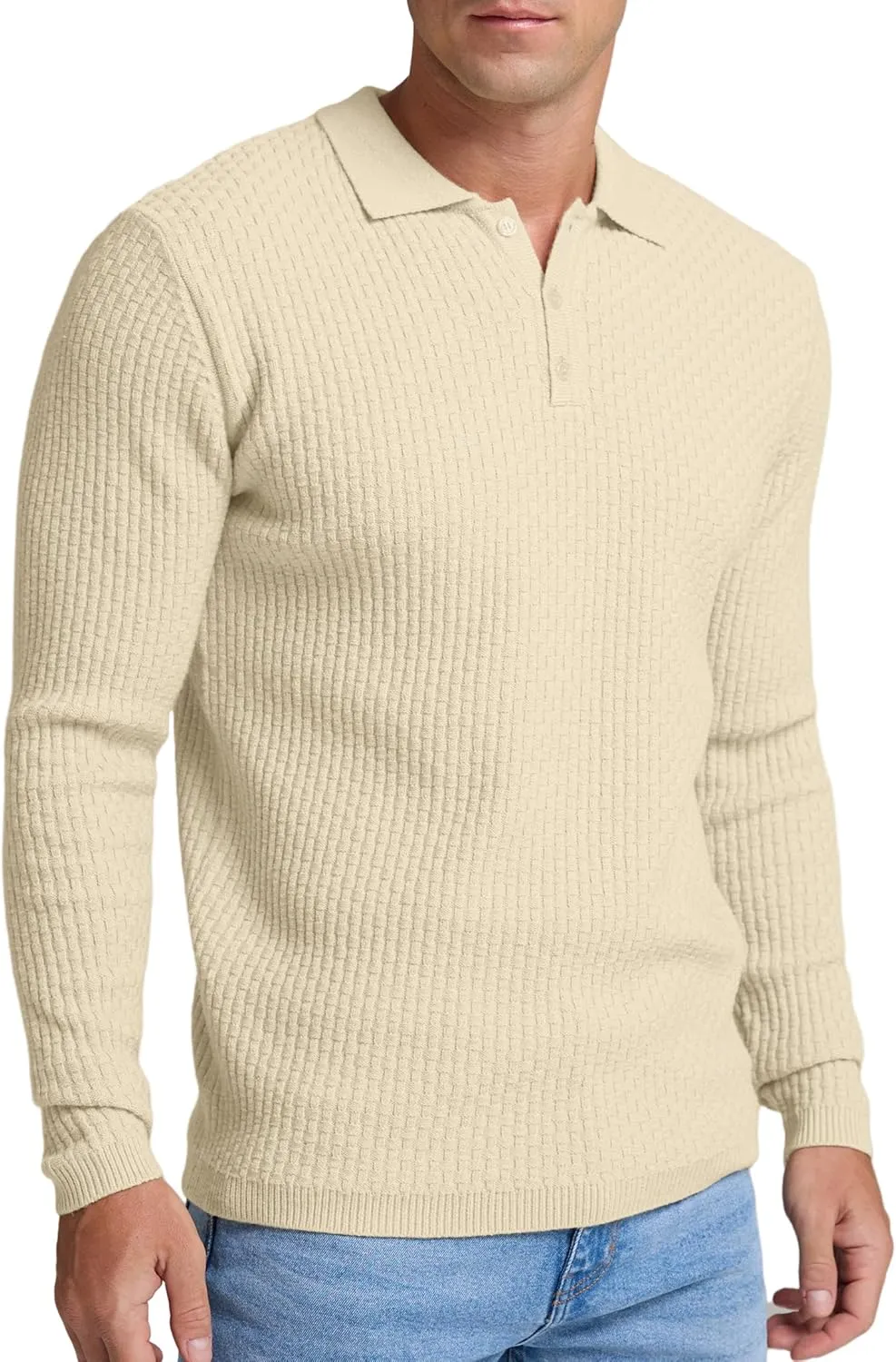 Sailwind Men's Knit Polo Sweater Long Sleeve Polo Shirts Lightweight Fashion Casual Pullover Sweater