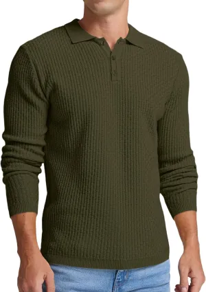 Sailwind Men's Knit Polo Sweater Long Sleeve Polo Shirts Lightweight Fashion Casual Pullover Sweater