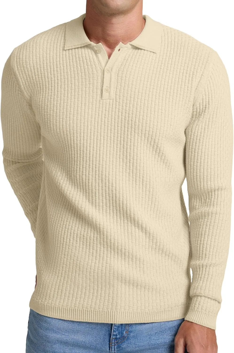 Sailwind Men's Knit Polo Sweater Long Sleeve Polo Shirts Lightweight Fashion Casual Pullover Sweater