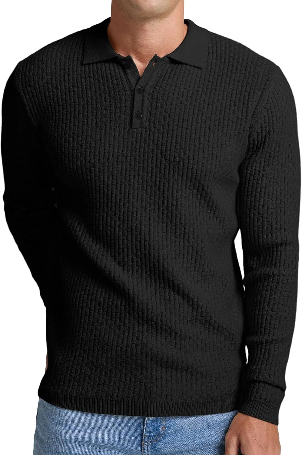 Sailwind Men's Knit Polo Sweater Long Sleeve Polo Shirts Lightweight Fashion Casual Pullover Sweater