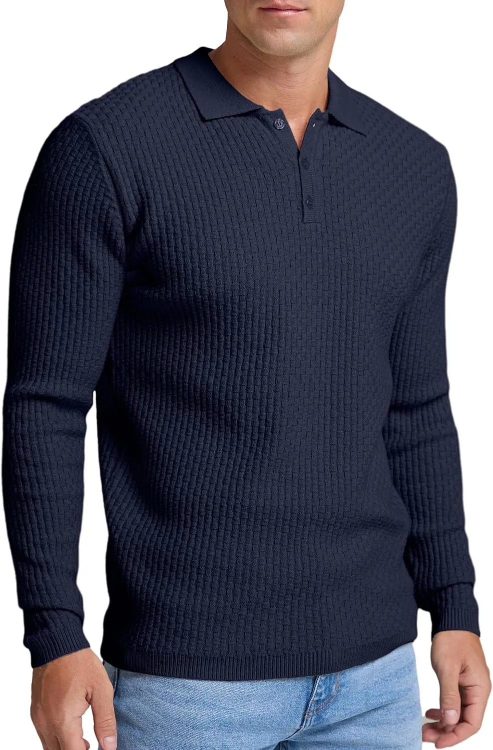 Sailwind Men's Knit Polo Sweater Long Sleeve Polo Shirts Lightweight Fashion Casual Pullover Sweater