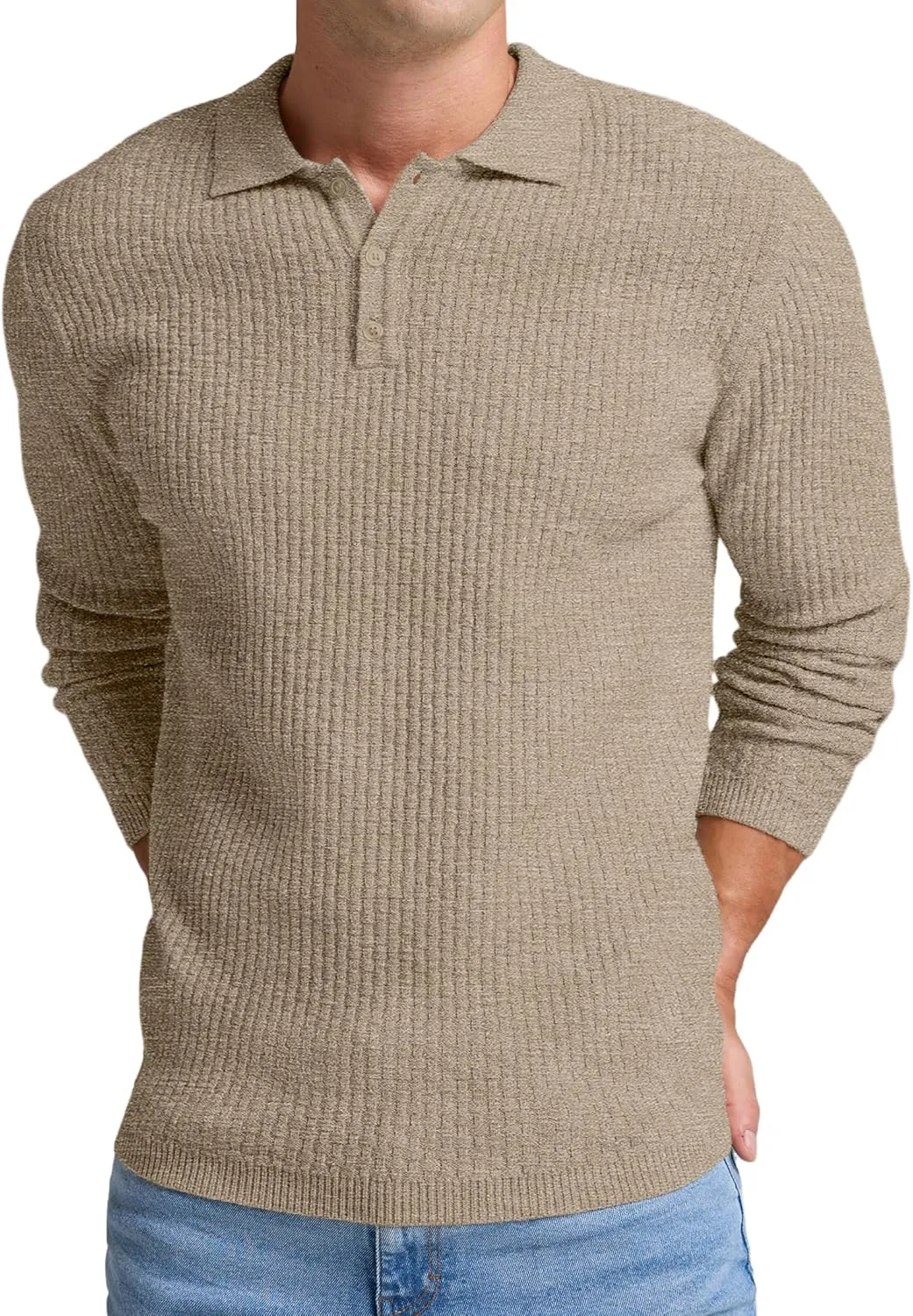Sailwind Men's Knit Polo Sweater Long Sleeve Polo Shirts Lightweight Fashion Casual Pullover Sweater