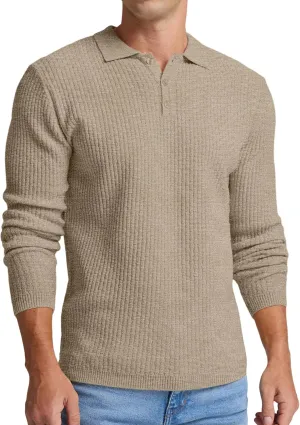 Sailwind Men's Knit Polo Sweater Long Sleeve Polo Shirts Lightweight Fashion Casual Pullover Sweater