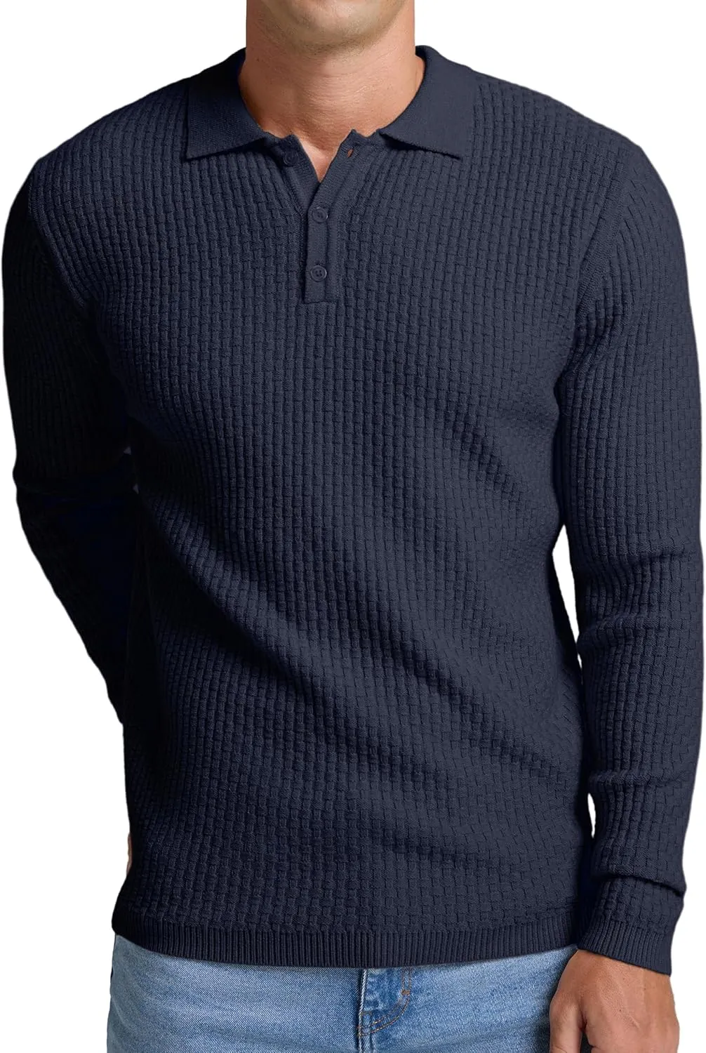 Sailwind Men's Knit Polo Sweater Long Sleeve Polo Shirts Lightweight Fashion Casual Pullover Sweater