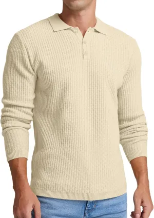 Sailwind Men's Knit Polo Sweater Long Sleeve Polo Shirts Lightweight Fashion Casual Pullover Sweater