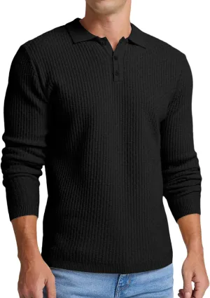 Sailwind Men's Knit Polo Sweater Long Sleeve Polo Shirts Lightweight Fashion Casual Pullover Sweater
