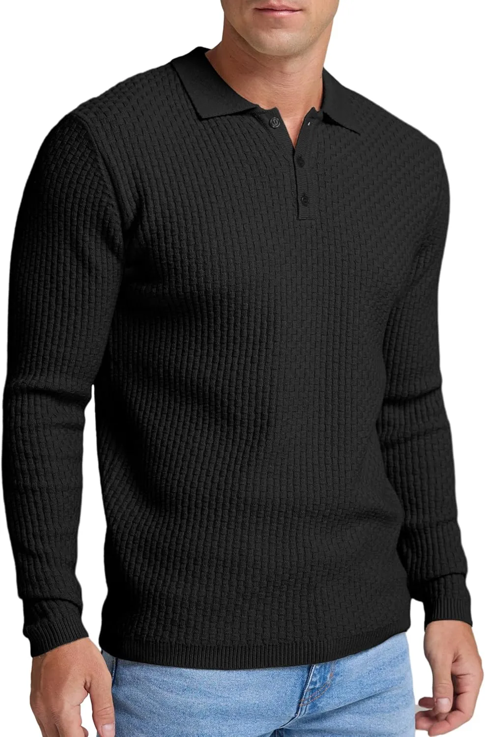 Sailwind Men's Knit Polo Sweater Long Sleeve Polo Shirts Lightweight Fashion Casual Pullover Sweater
