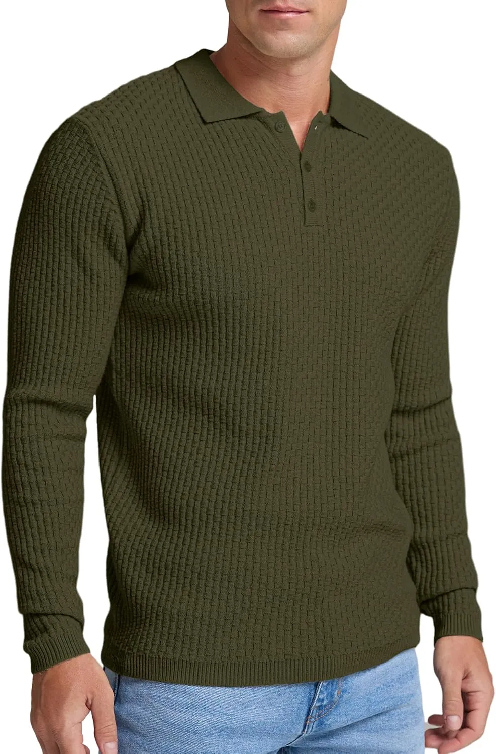 Sailwind Men's Knit Polo Sweater Long Sleeve Polo Shirts Lightweight Fashion Casual Pullover Sweater