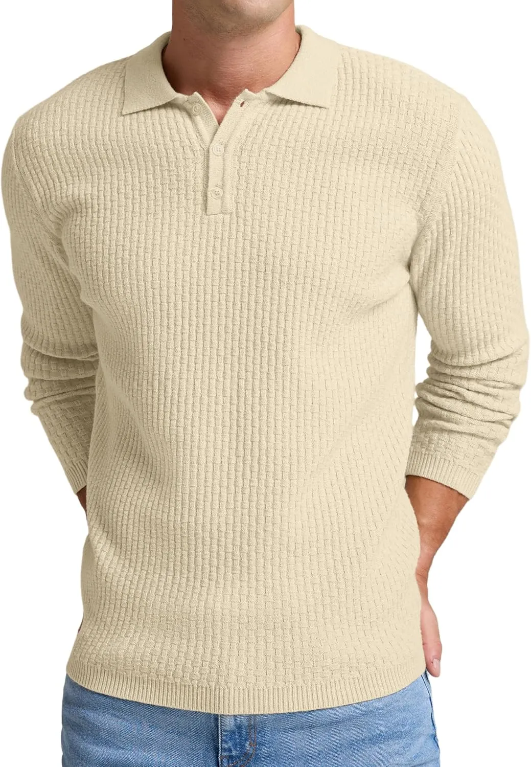 Sailwind Men's Knit Polo Sweater Long Sleeve Polo Shirts Lightweight Fashion Casual Pullover Sweater