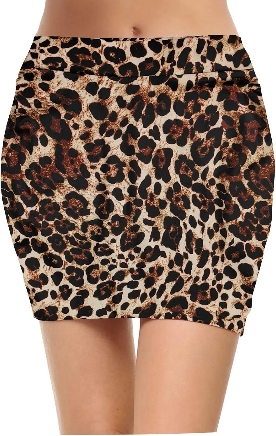 Topdress Women's Bodycon Mini Club Skirts Basic Elastic High Waisted Stretch Pencil Short Skirts with Slit