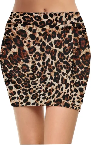 Topdress Women's Bodycon Mini Club Skirts Basic Elastic High Waisted Stretch Pencil Short Skirts with Slit