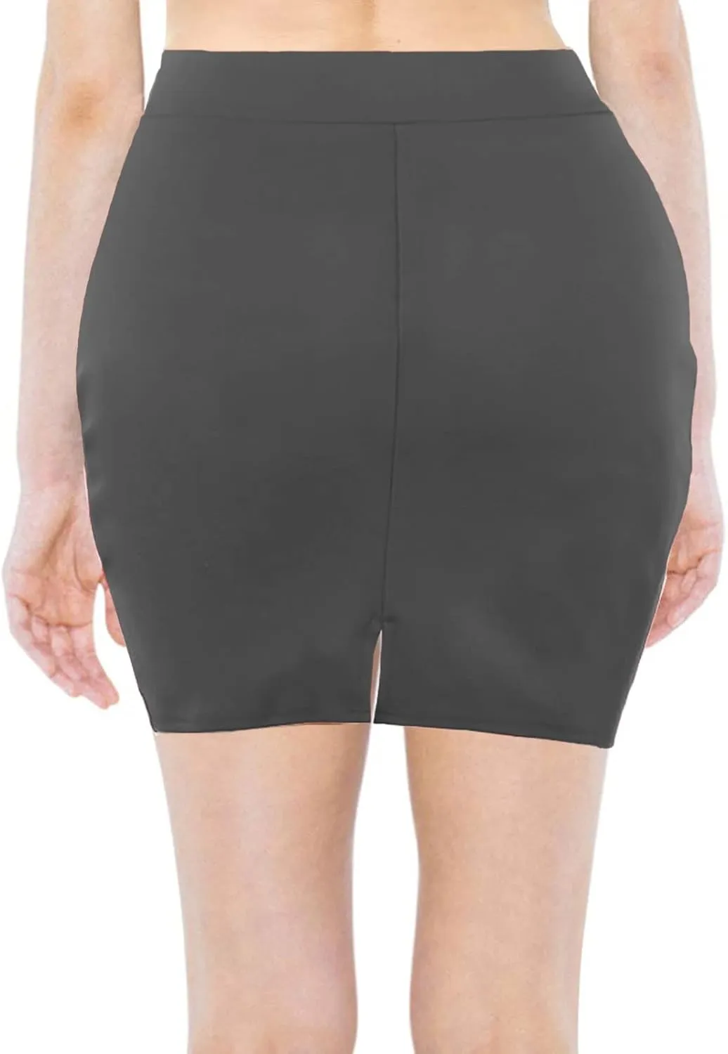 Topdress Women's Bodycon Mini Club Skirts Basic Elastic High Waisted Stretch Pencil Short Skirts with Slit