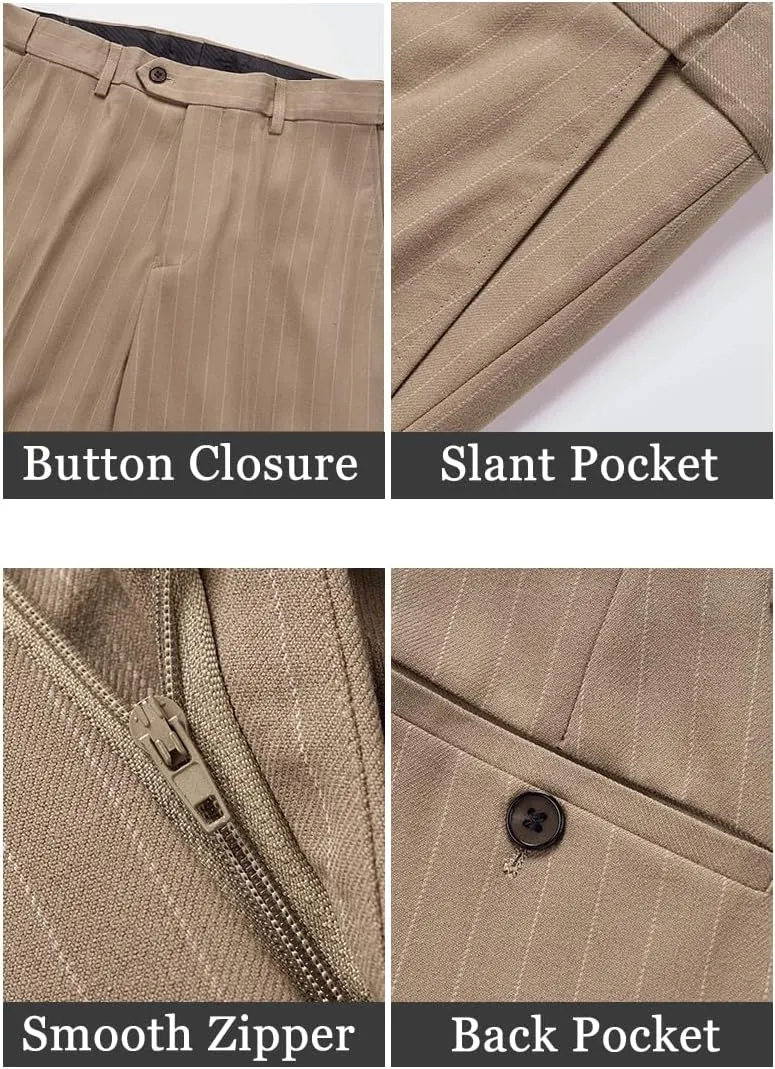 UNINUKOO Men's Suits 2 Piece Pinstripe Double Breasted Tuxedo Suit for Men Slim Fit Formal Dress Blazer Jacket Pants