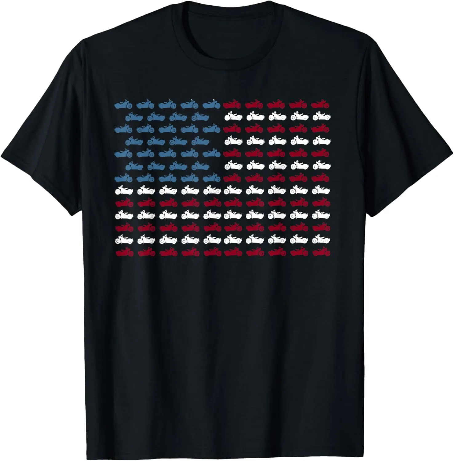 Vintage American Flag Made Of Motorcycle Funny 4th Of July T-Shirt