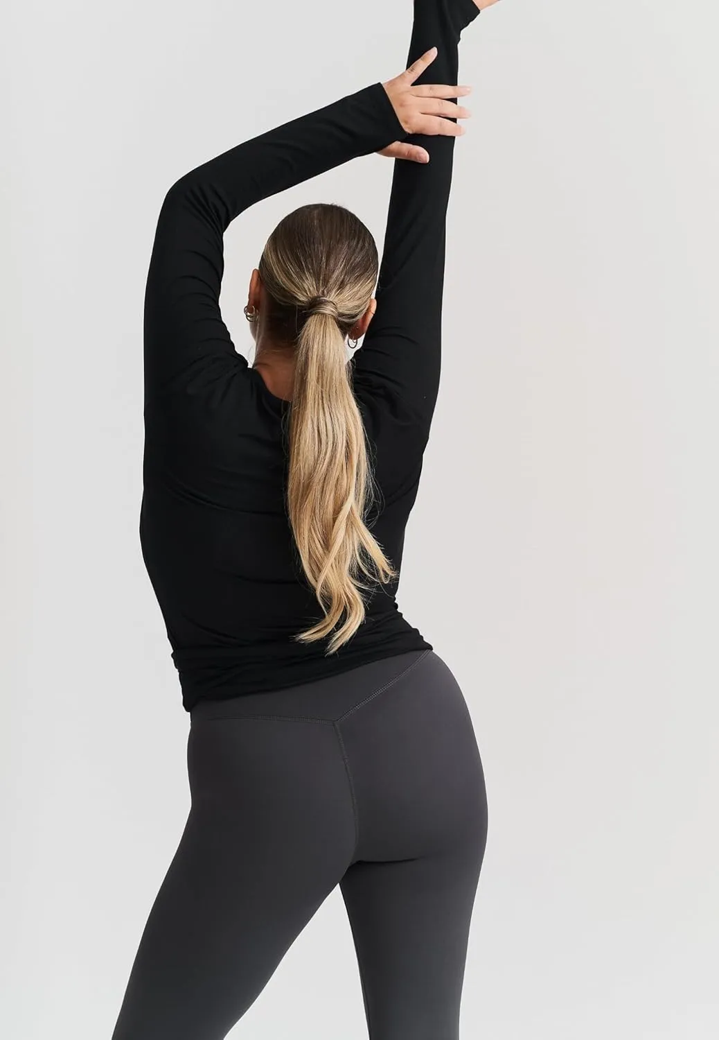 Women's Yoga Shirts Wrap Ruched Tie Front Long Sleeve Workout T Shirts Sexy Deep V Neck Slim Fit Casual Cropped Top