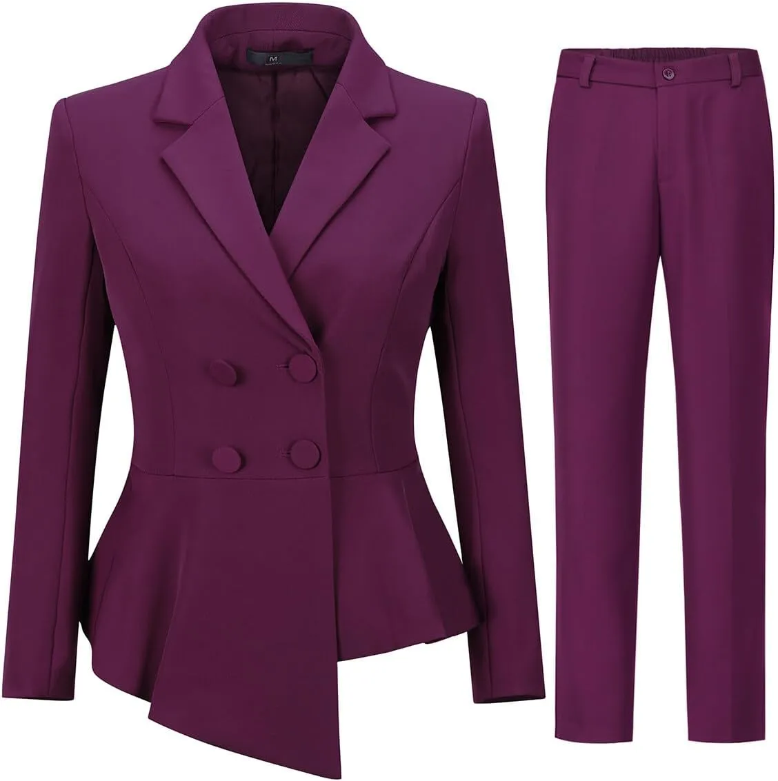 YUNCLOS Women's Double Breasted 2 Piece Suit Set 2 Button Blazer Jacket and Pants