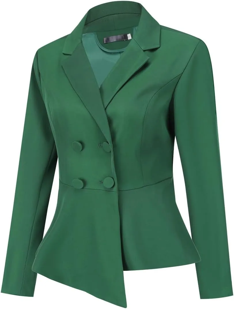 YUNCLOS Women's Double Breasted 2 Piece Suit Set 2 Button Blazer Jacket and Pants