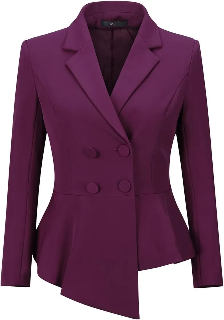 YUNCLOS Women's Double Breasted 2 Piece Suit Set 2 Button Blazer Jacket and Pants
