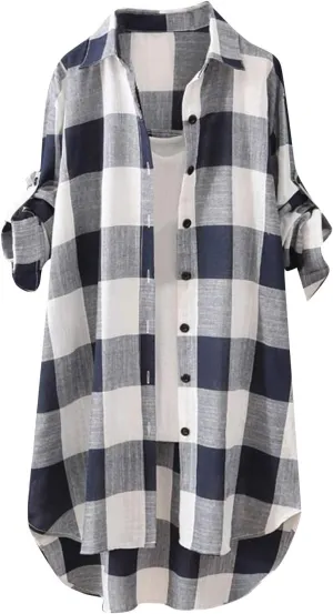 YUTANRAL Long Sleeve Shirts for Women Trendy Plaid Printed Button Down Shirts Plus Size Tops Casual Jackets Fall Clothes 2024