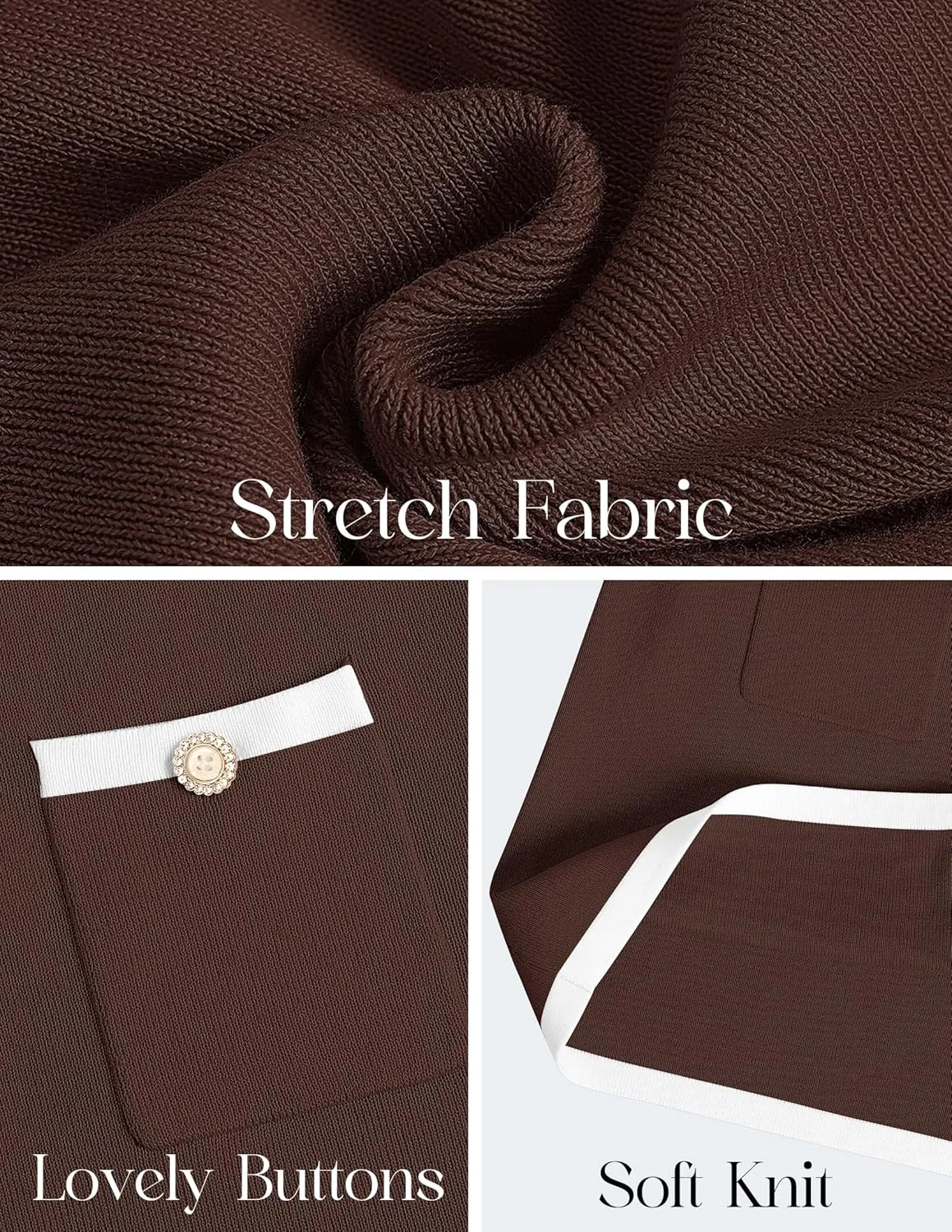 ZESICA Fall Dresses for Women 2025 Long Sleeve Button Color Block Knit Bodycon Short Sweater Dresses with Pockets