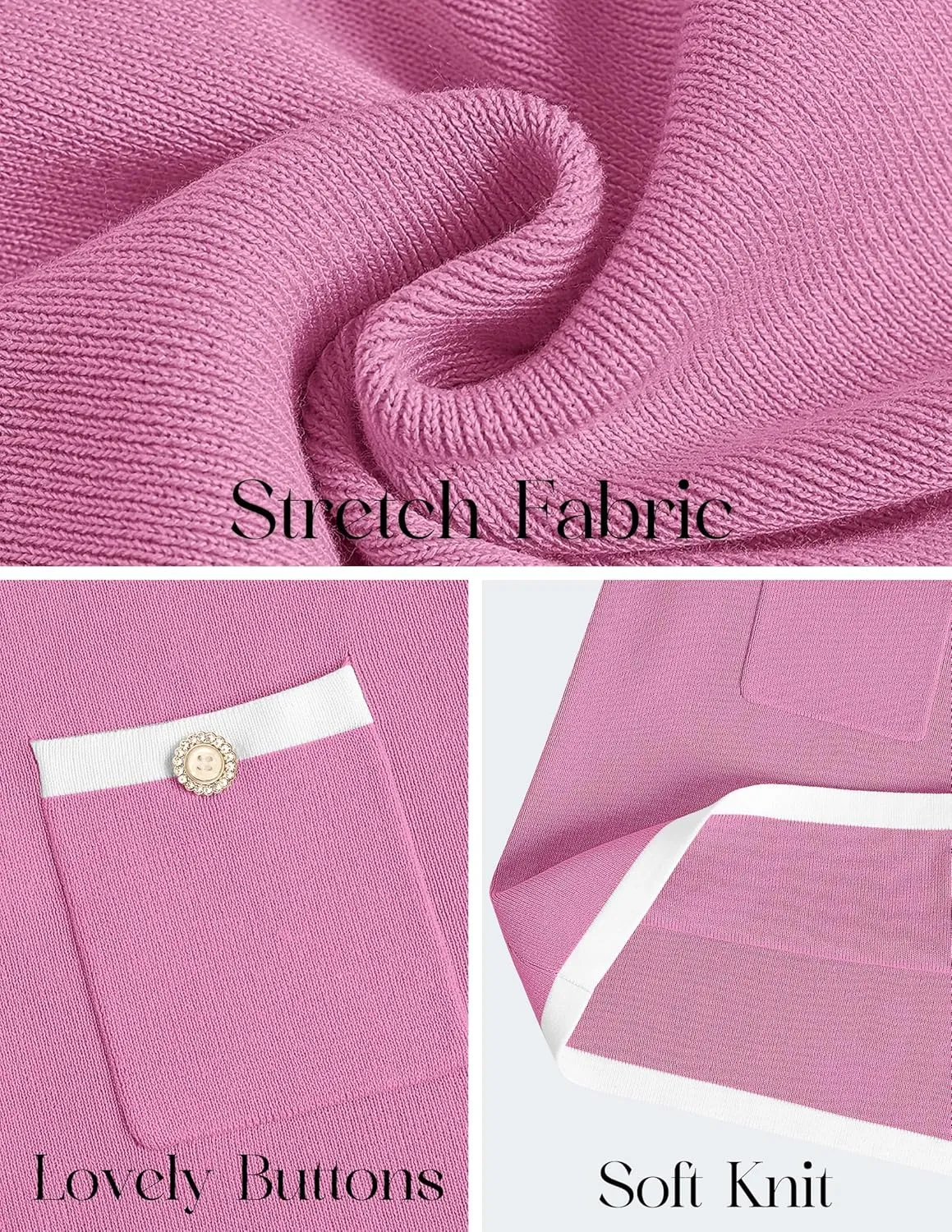 ZESICA Fall Dresses for Women 2025 Long Sleeve Button Color Block Knit Bodycon Short Sweater Dresses with Pockets
